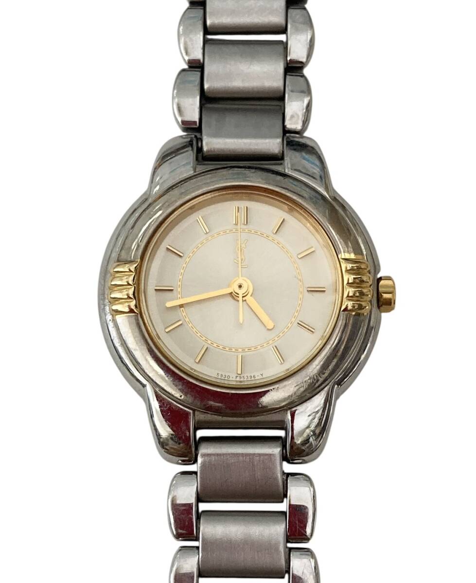 (M)　イヴサンローラン　YSL　腕時計　レディース　5930-F91474　ラウンド　シルバー×ゴールド　箱付き　ブランド　１円～_画像1