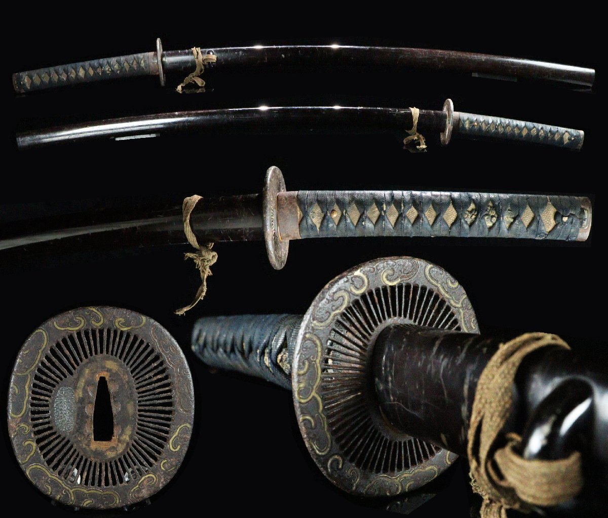 [ASAHI] времена доспехи короткий меч экстерьер металлический земля . голова . кожаная оплетка рисунок глаз . flat дешево замок ..... круг форма гарда меча чёрный краска ножны шедевр реквизит имеется .[71184wt]