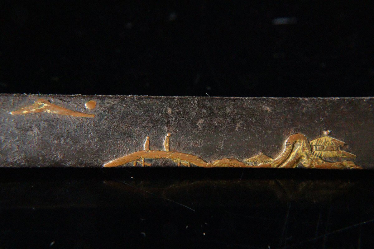 [ASAHI] элемент .... металлический . золотой .. металлические принадлежности один произведение половина длинный меч ..!!. после!! металлический земля рисунок металлический земля гарда меча металлический земля маленький рисунок чёрный краска ножны экстерьер короткий меч меч принадлежности!! [711121ep]