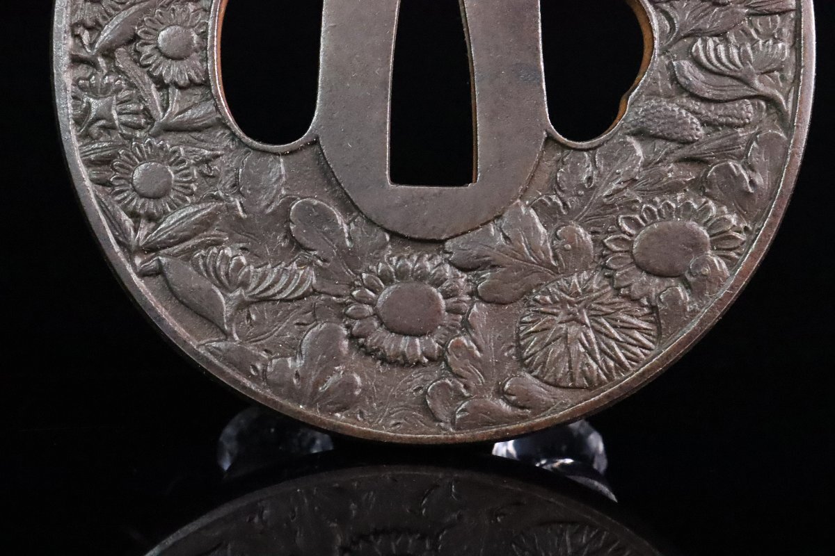 [ASAHI] нет . металлический металлы серебряный .. металлический линия цветок map большой гарда меча 7.9... гравюра . осталось уголок меч принадлежности времена доспехи [72191qr]