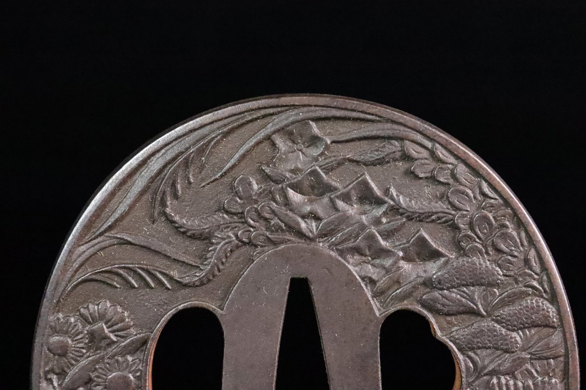 [ASAHI] нет . металлический металлы серебряный .. металлический линия цветок map большой гарда меча 7.9... гравюра . осталось уголок меч принадлежности времена доспехи [72191qr]