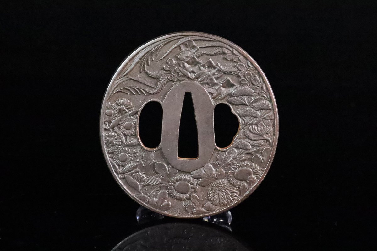 [ASAHI] нет . металлический металлы серебряный .. металлический линия цветок map большой гарда меча 7.9... гравюра . осталось уголок меч принадлежности времена доспехи [72191qr]