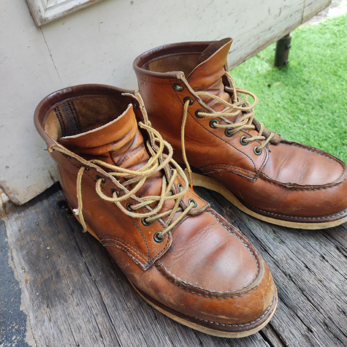 REDWING レッドウィング　ブーツ　8.5 インチ　クラシックモック Uチップ ワークブーツ　イエロー　ブラウン_画像1