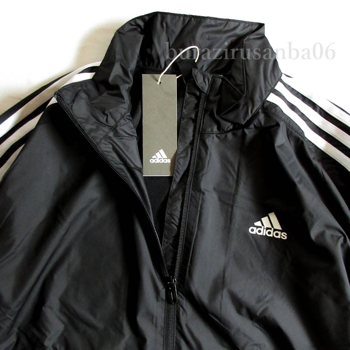 メンズ O（XL）未使用 定価1.3万 adidas アディダス 起毛裏地付 ウインドブレーカー 上下セット ジャケット パンツ はっ水 セットアップ 黒_画像3