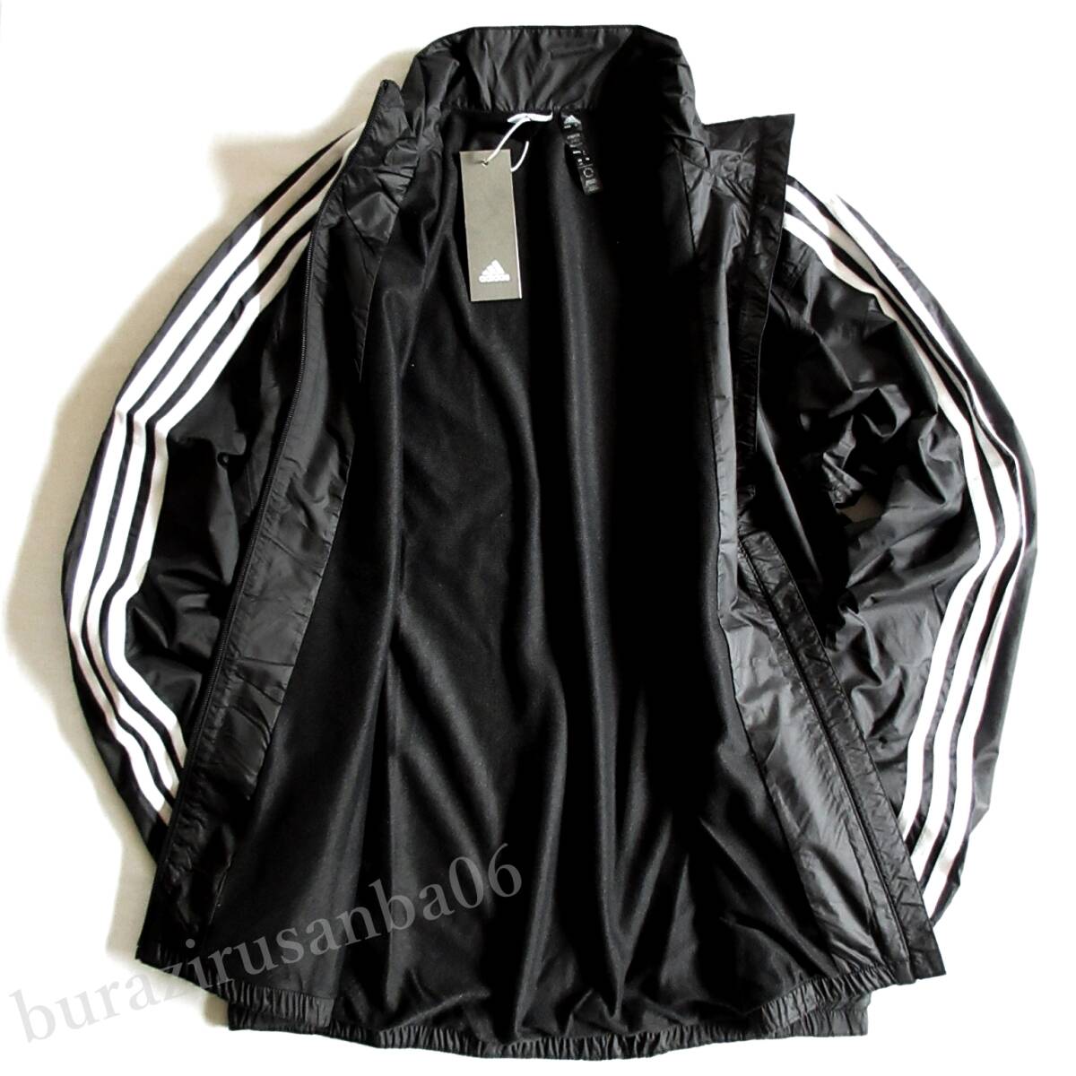 メンズ O（XL）未使用 定価1.3万 adidas アディダス 起毛裏地付 ウインドブレーカー 上下セット ジャケット パンツ はっ水 セットアップ 黒_画像5