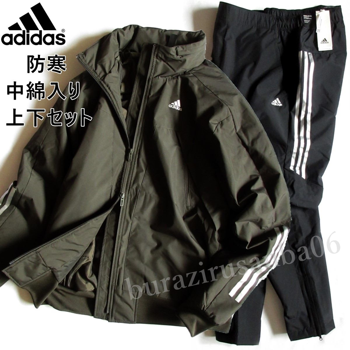 メンズ XL ◆未使用 定価25,300円 adidas アディダス 上下 中綿入り ジャケット 中綿パンツ 軽量 防寒 悪天候対応 はっ水加工 セットアップ_画像1