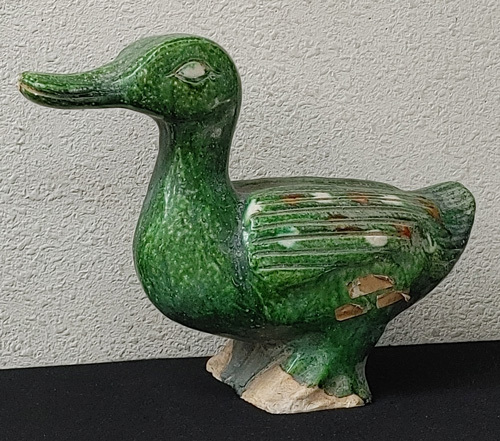 中国唐～宋時代 遼 緑釉や褐釉などが点斑する 遼三彩　鴨形明器　祭器　検　中国美術仏教美術 李朝中国古玩初期伊万里　_画像10