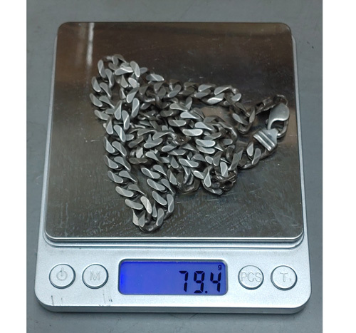 六面喜平ネックレス 銀製 重量約79.3ｇ『IＴAＲY』『925』の刻印ある首飾り 　検　金製品銀根付江戸玩具刀剣短刀日本刀忍者提げ物鍔_画像10