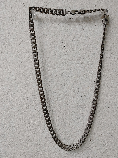 六面喜平ネックレス 銀製 重量約79.3ｇ『IＴAＲY』『925』の刻印ある首飾り 　検　金製品銀根付江戸玩具刀剣短刀日本刀忍者提げ物鍔_画像9