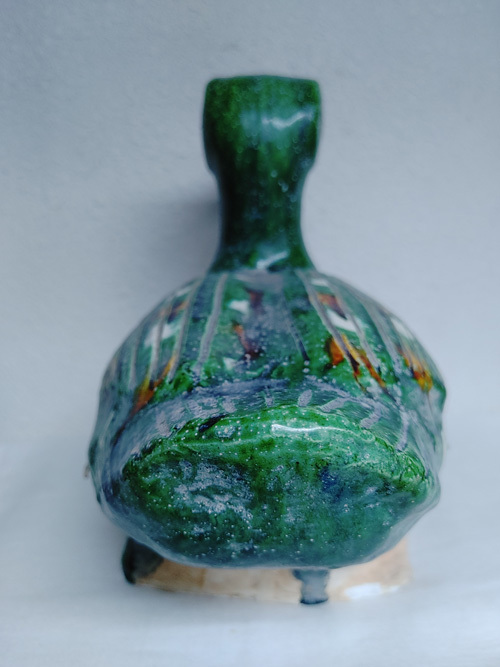 中国唐～宋時代 遼 緑釉や褐釉などが点斑する 遼三彩　鴨形明器　祭器　検　中国美術仏教美術 李朝中国古玩初期伊万里　_画像4