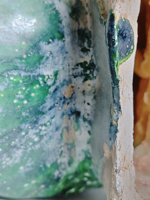 中国唐～宋時代 遼 緑釉や褐釉などが点斑する 遼三彩　鴨形明器　祭器　検　中国美術仏教美術 李朝中国古玩初期伊万里　_画像6