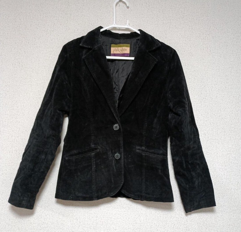 pink　adobe☆コーデュロイテーラードジャケット ジャケット ブラック テーラードジャケット 黒 ベロア コーデュロイ テーラード アウター_画像1