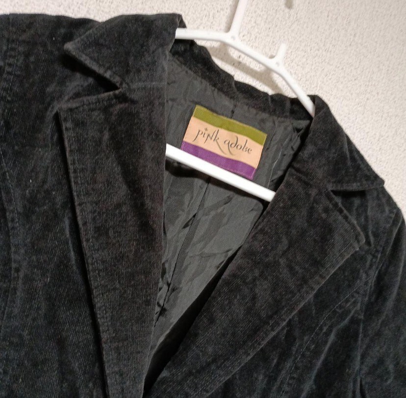 pink　adobe☆コーデュロイテーラードジャケット ジャケット ブラック テーラードジャケット 黒 ベロア コーデュロイ テーラード アウター_画像2
