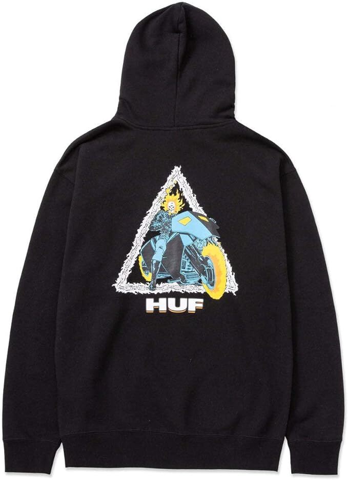 HUF Marvel Ghost Rider Pullover Hoodie Black L パーカー_画像1