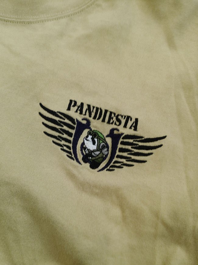PANDIESTA JAPAN パンディエスタ ジャパン 熊猫 アーミーファイター ロングTシャツ S/戦闘機 パンダ 刺繍 ロンTee/メンズ/598053_画像5