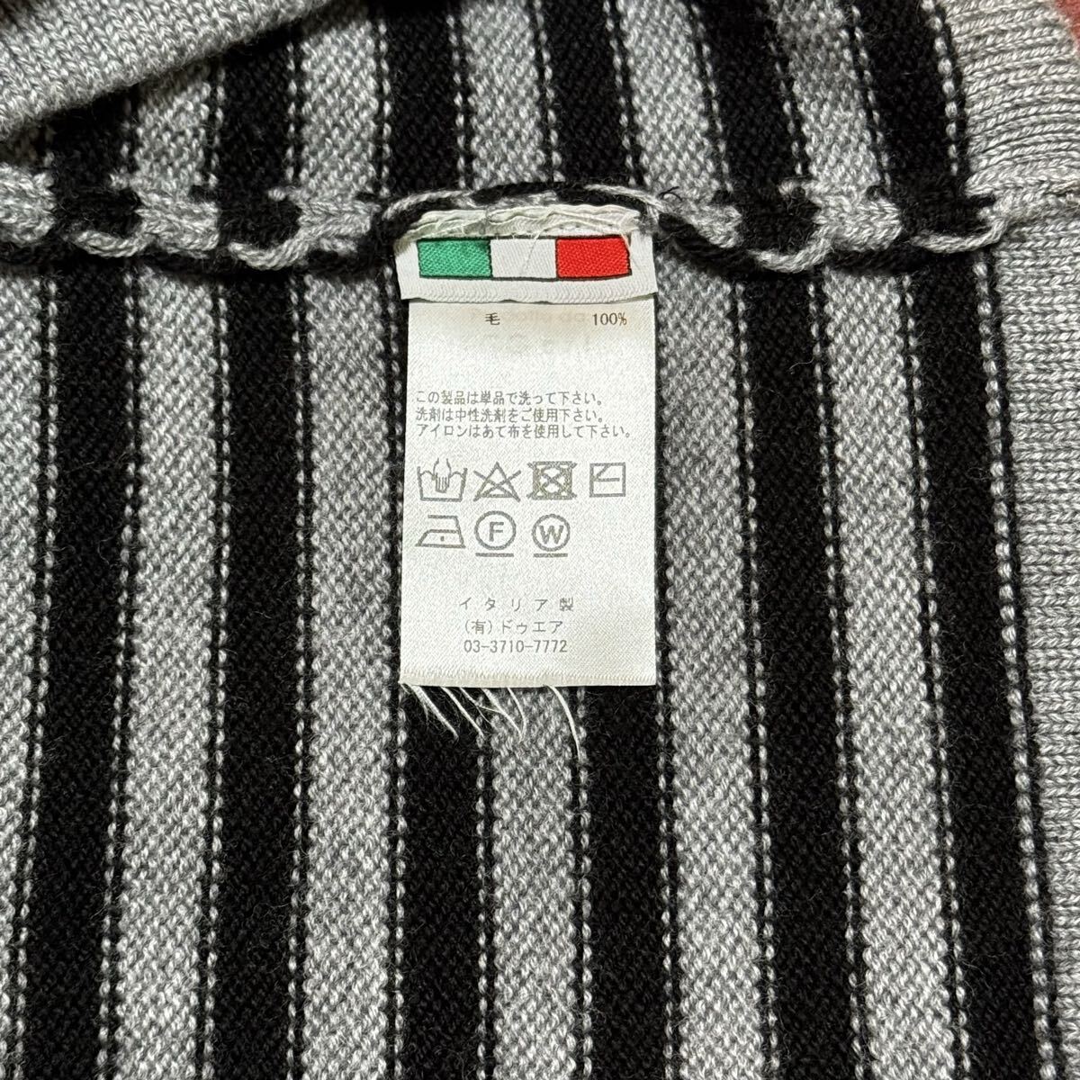 【新品未使用・美品】BAFY バフィー ミドルゲージ クルーネックニット ウール ボーダー ブラック×グレー 46_画像5