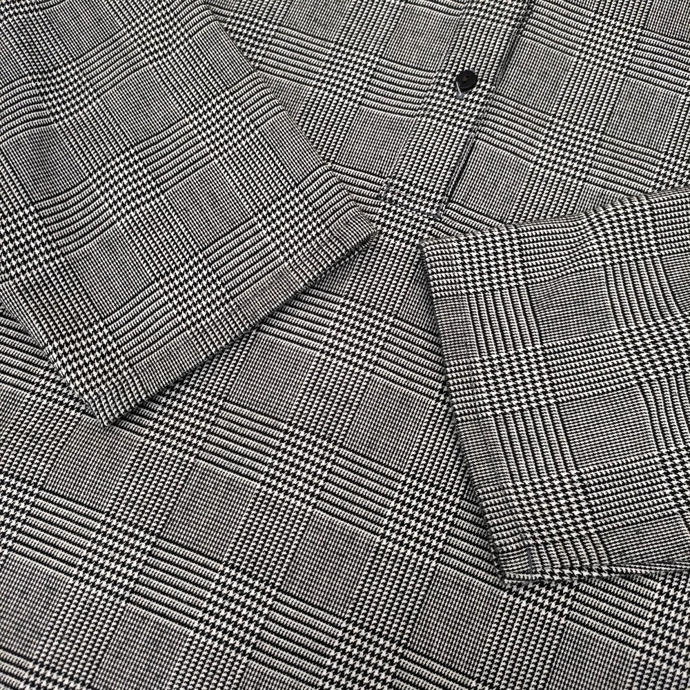 mizuiro-ind プルオーバー グレンチェック 長袖 シャツワンピース ウール混 チュニック ブラック ホワイト ミズイロインド 5-1021M 266457_画像4
