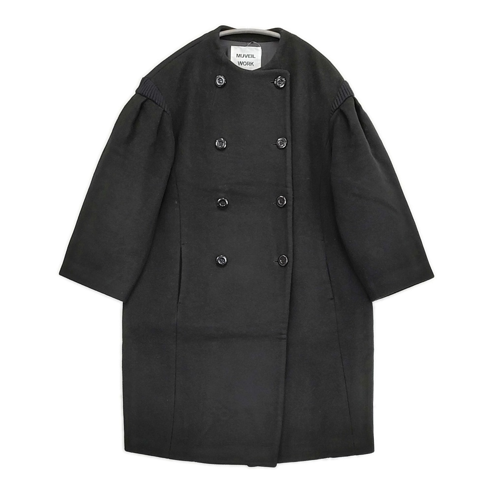MUVEIL メルトンノーカラーコート MW73FC001 サイズ36 定価63800円 コート ブラック ミュベール 5-1103A 266204_画像1