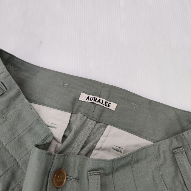 AURALEE WASHED FINX HERRINGBONE SLACKS 定価37400円 A22SP03FH ヘリンボーン パンツ ライトグリーン オーラリー 5-1019G F99921_画像3