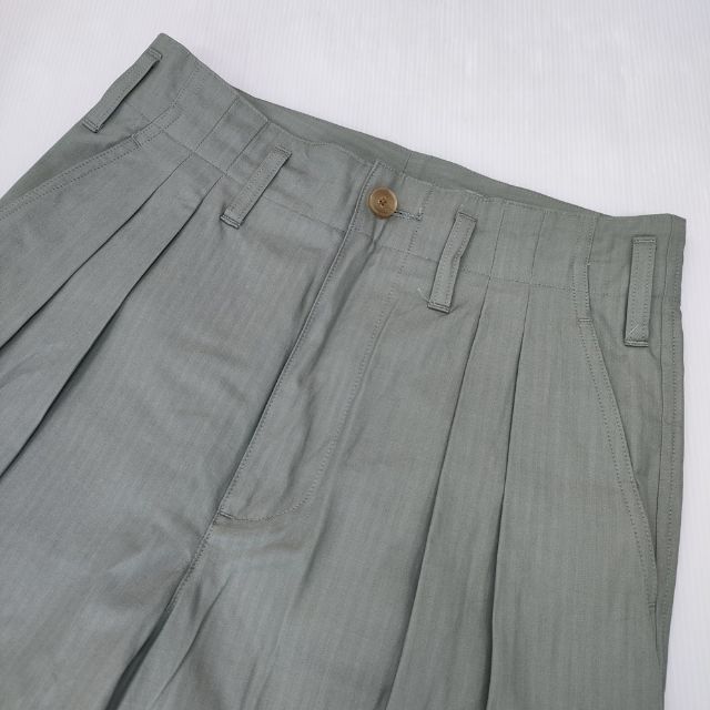 AURALEE WASHED FINX HERRINGBONE SLACKS 定価37400円 A22SP03FH ヘリンボーン パンツ ライトグリーン オーラリー 5-1019G F99921_画像4