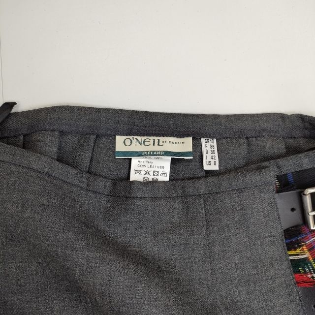O'NEIL OF DUBLIN プリーツ ラップ キルト ウール スカート グレー オニールオブダブリン 5-1020T 269883_画像3