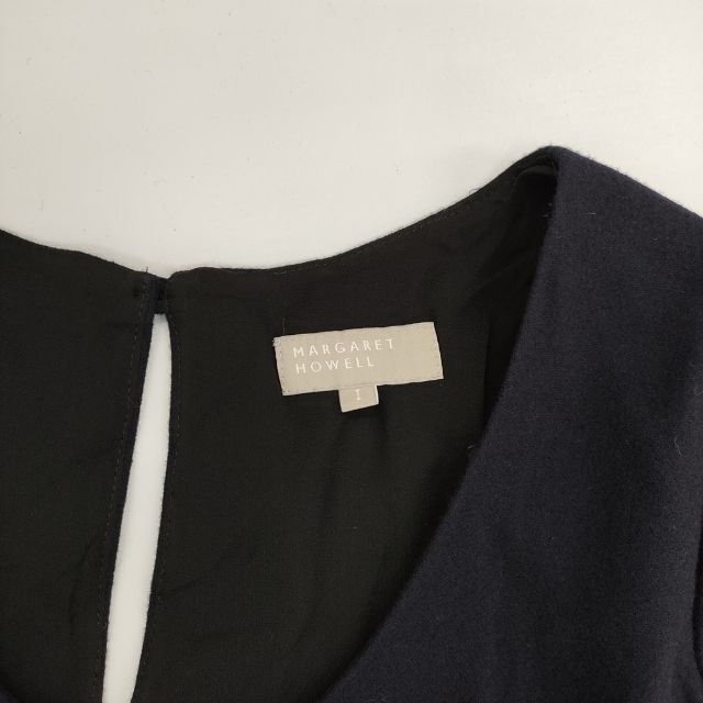 MARGARET HOWELL ウールカシミヤ プリーツ 578-258204 ドレス ワンピース ネイビー マーガレットハウエル 5-1030T 265800_画像3