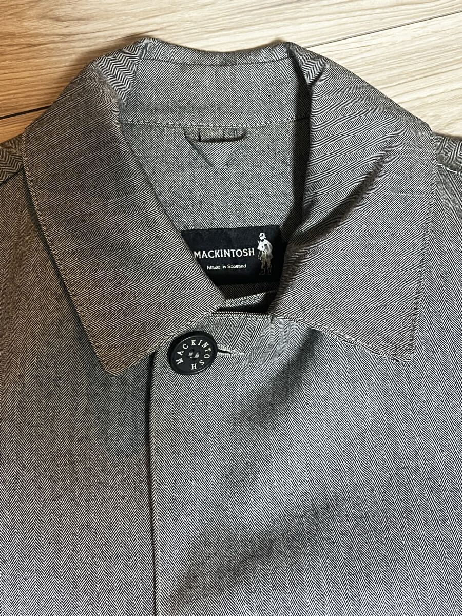 【希少・美品】 MACKINTOSH DUNKELD HANDMADE COAT Made in Scotland ゴム引き ヘリンボーン 英国製 アーカイブモデル 36 NO.2 Y40-02_画像4