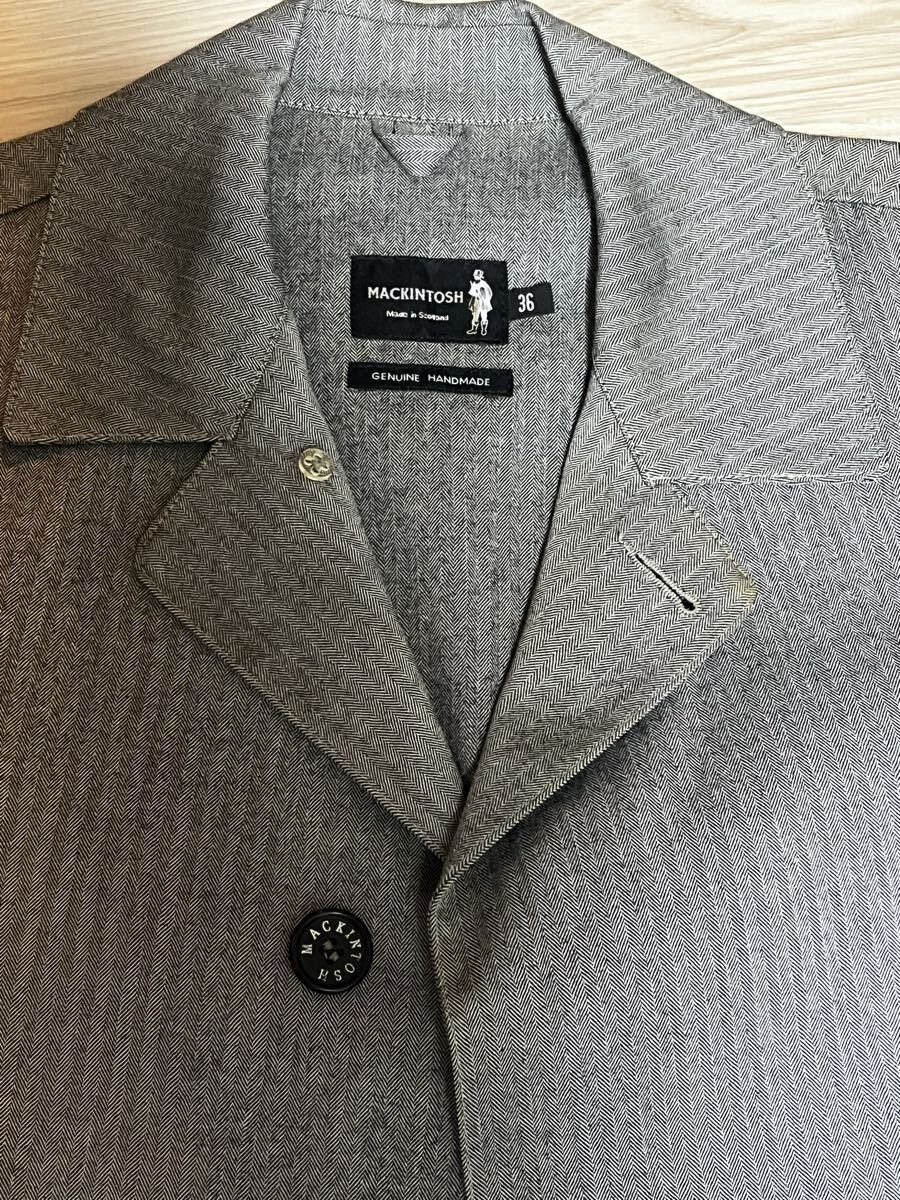 【希少・美品】 MACKINTOSH DUNKELD HANDMADE COAT Made in Scotland ゴム引き ヘリンボーン 英国製 アーカイブモデル 36 NO.2 Y40-02_画像6