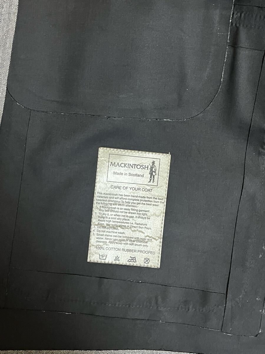 【希少・美品】 MACKINTOSH DUNKELD HANDMADE COAT Made in Scotland ゴム引き ヘリンボーン 英国製 アーカイブモデル 36 NO.2 Y40-02_画像10