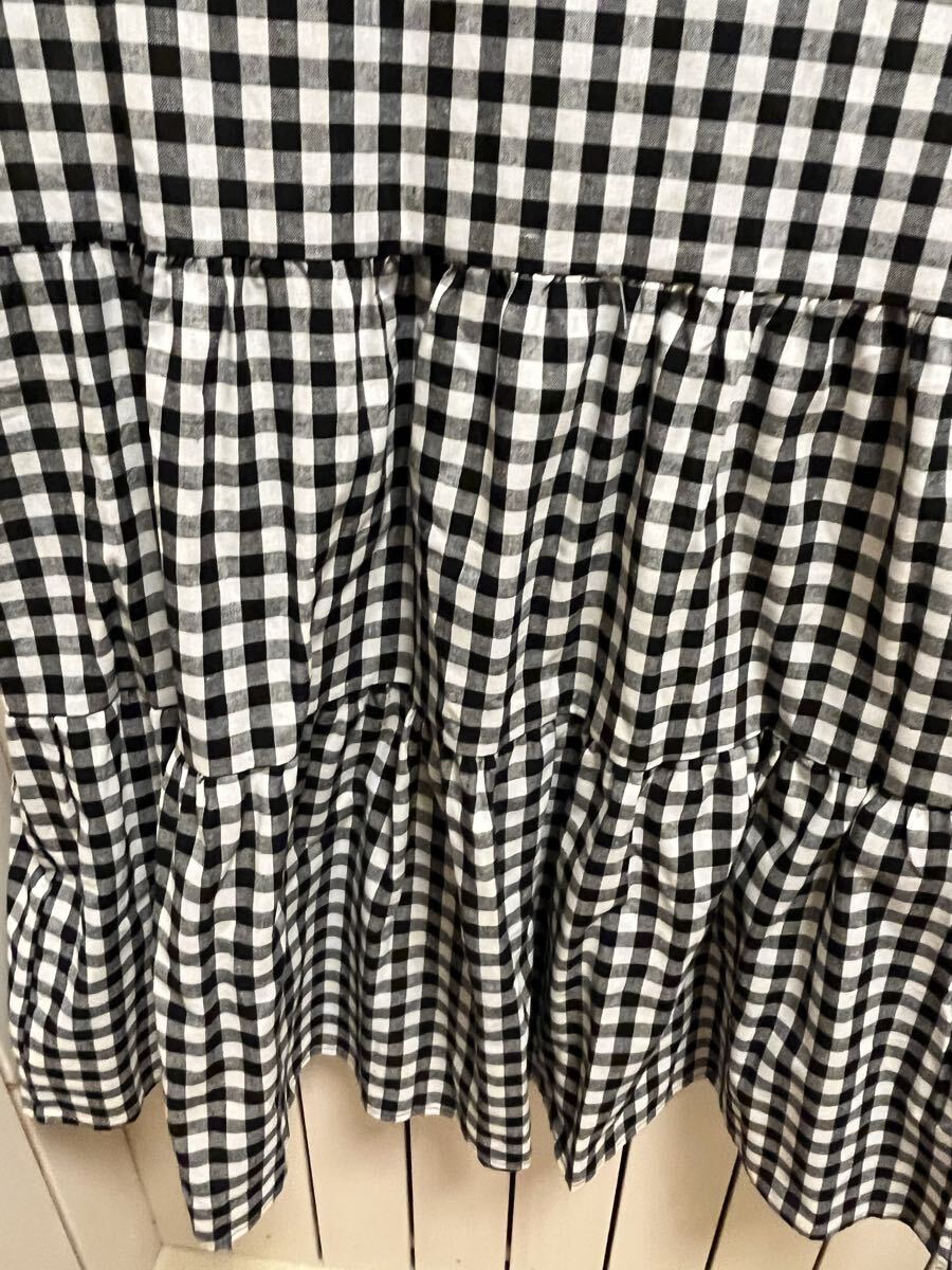 ★新品★未使用品 6分袖ワンピース 黒×ギンガムチェック フリーサイズ(オーバーサイズ)大きなサイズ_画像2