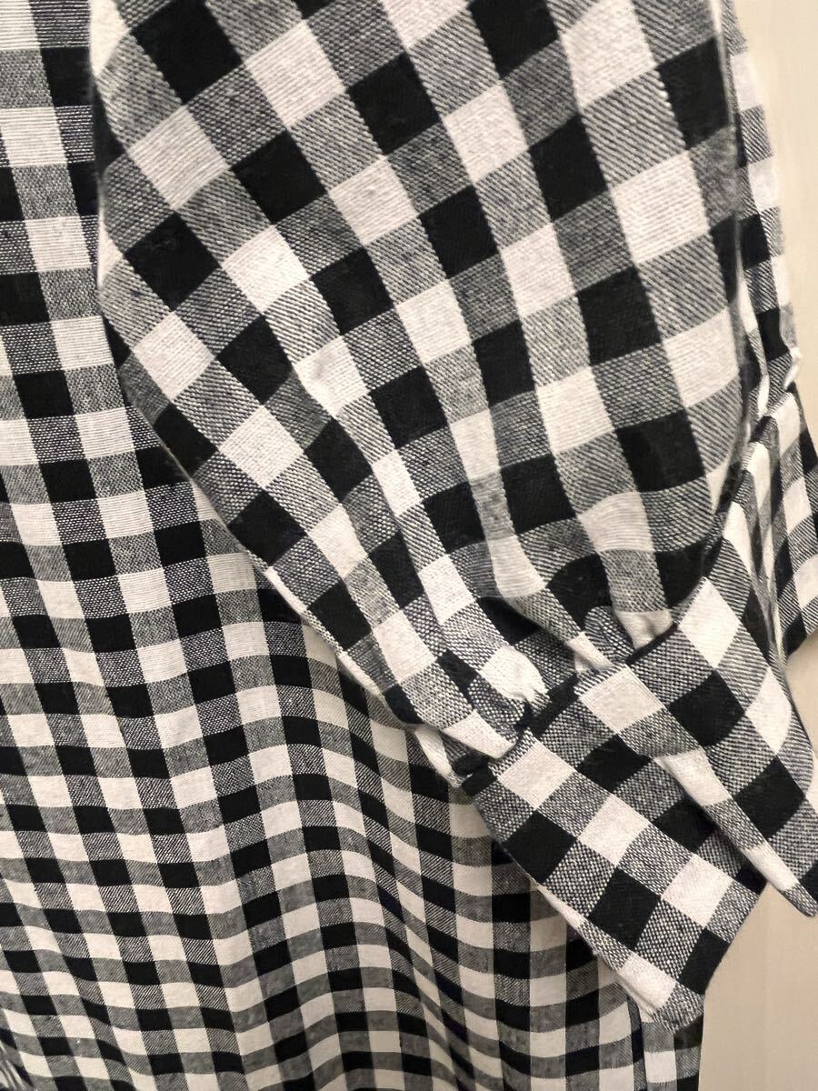 ★新品★未使用品 6分袖ワンピース 黒×ギンガムチェック フリーサイズ(オーバーサイズ)大きなサイズ_画像3