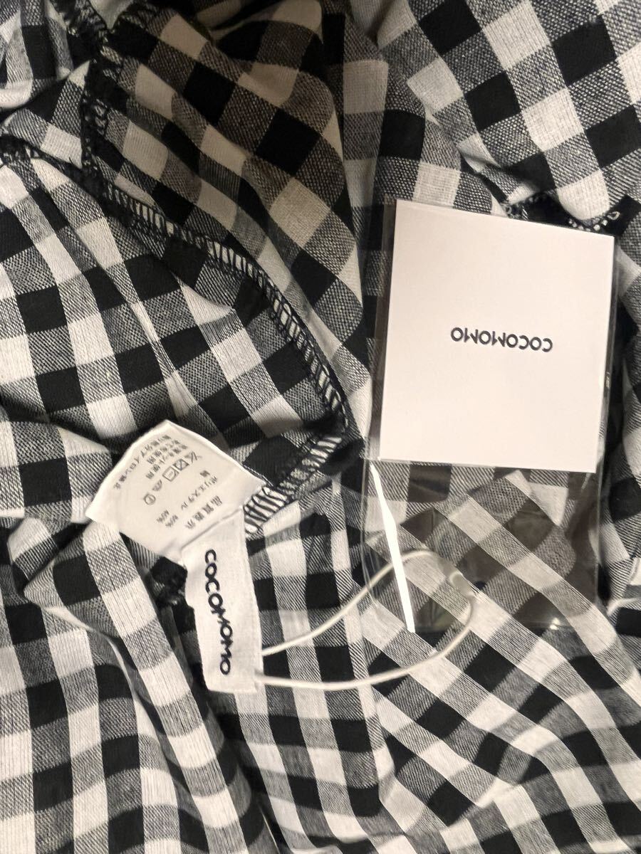 ★新品★未使用品 6分袖ワンピース 黒×ギンガムチェック フリーサイズ(オーバーサイズ)大きなサイズ_画像5