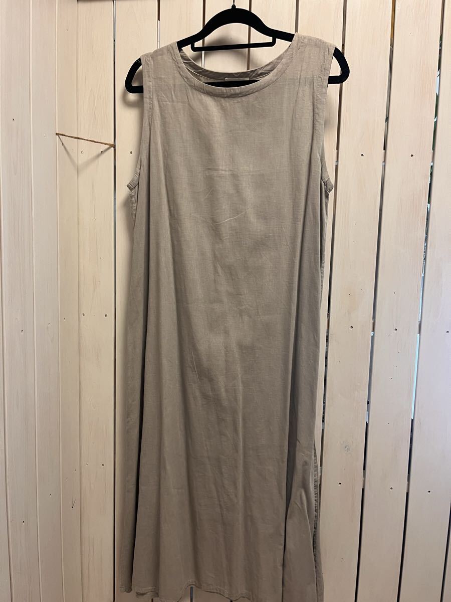 ★a'koloni(アラクリィティーコロニー)★ワンピース+前後着ブラウスセット 薄いグレー系 麻100%+綿麻 FREEサイズ_画像3