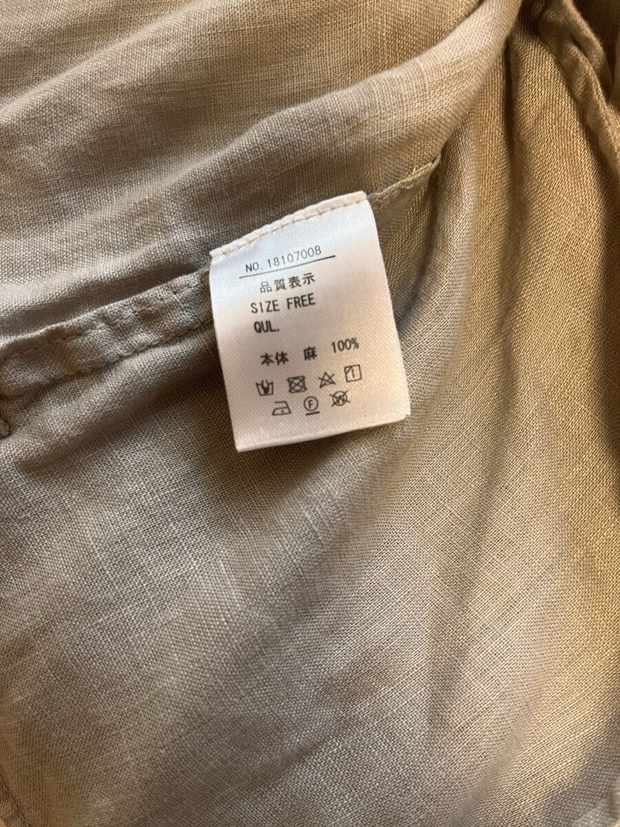 ★a'koloni(アラクリィティーコロニー)★ワンピース+前後着ブラウスセット 薄いグレー系 麻100%+綿麻 FREEサイズ_画像7