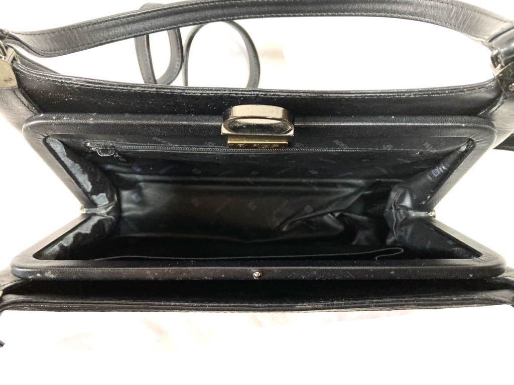 日本伝統工芸 印傳屋 印伝 漆付け 鹿革 がま口式　2way ショルダーバッグ 瓢箪柄 黒_画像8