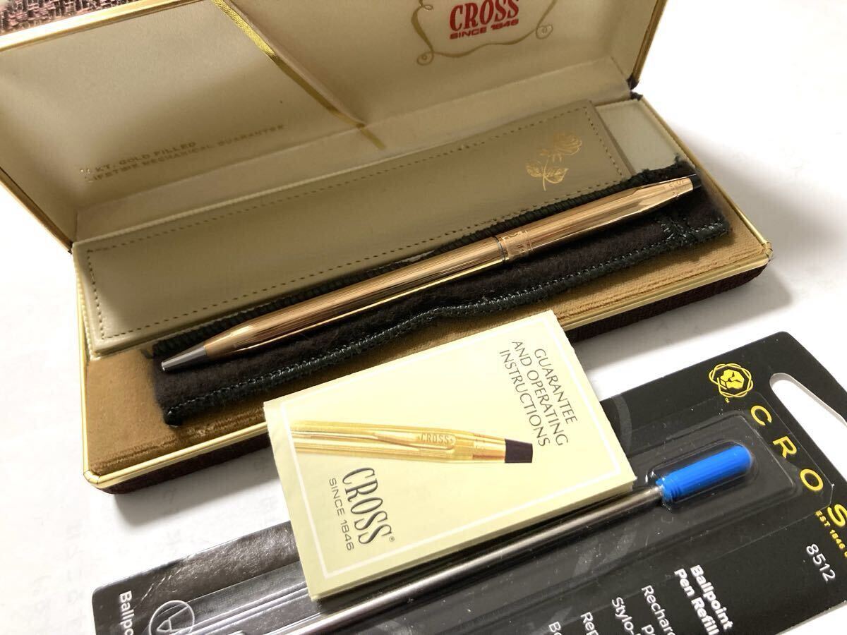 【美品】 CROSS クロス クラシックセンチュリー 14金張 旧ロゴ ボールペン レディース 青純正リフィル付_画像1