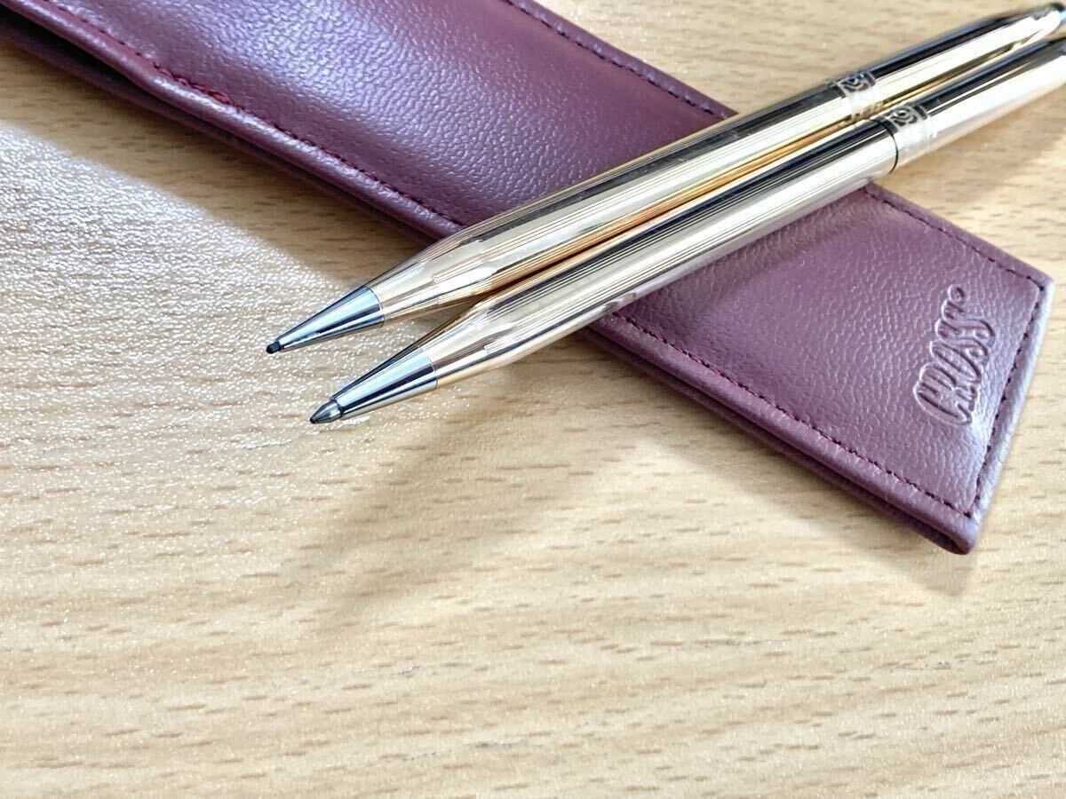 【超美品】CROSS クロス クラシックセンチュリー 14金張 レディース ボールペン ペンシルセット 黒純正リフィル 革ケース付_画像2