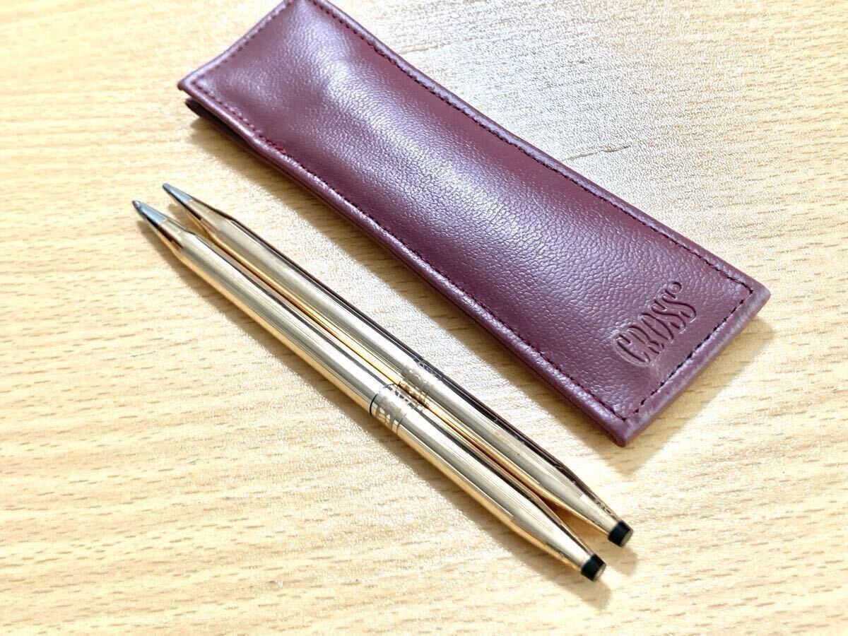 【超美品】CROSS クロス クラシックセンチュリー 14金張 レディース ボールペン ペンシルセット 黒純正リフィル 革ケース付_画像6