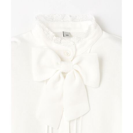 99 新品 ￥3800 組曲 anyFAM 2ways リボンタイ付き フォーマル 長袖シャツ 長袖ブラウス 130cm 子供用 女の子 白 ホワイト リボン_画像5