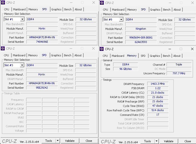 【RDIMM】DDR4-3200　ECC Registered　32GBの3枚セットで96GB　中古　　 Skhynix kingston 2Rx4　reg pc4 サーバー メモリ_画像3