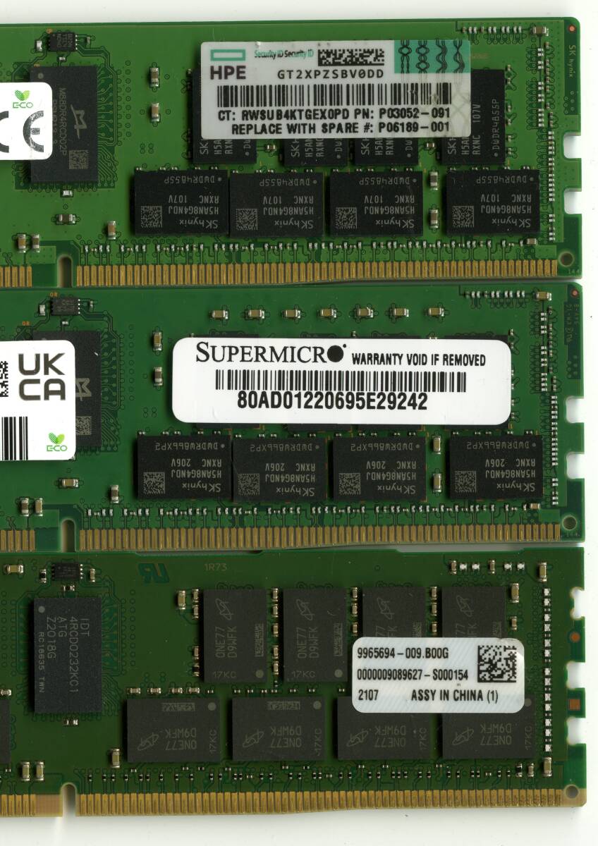 【RDIMM】DDR4-3200　ECC Registered　32GBの3枚セットで96GB　中古　　 Skhynix kingston 2Rx4　reg pc4 サーバー メモリ_画像5