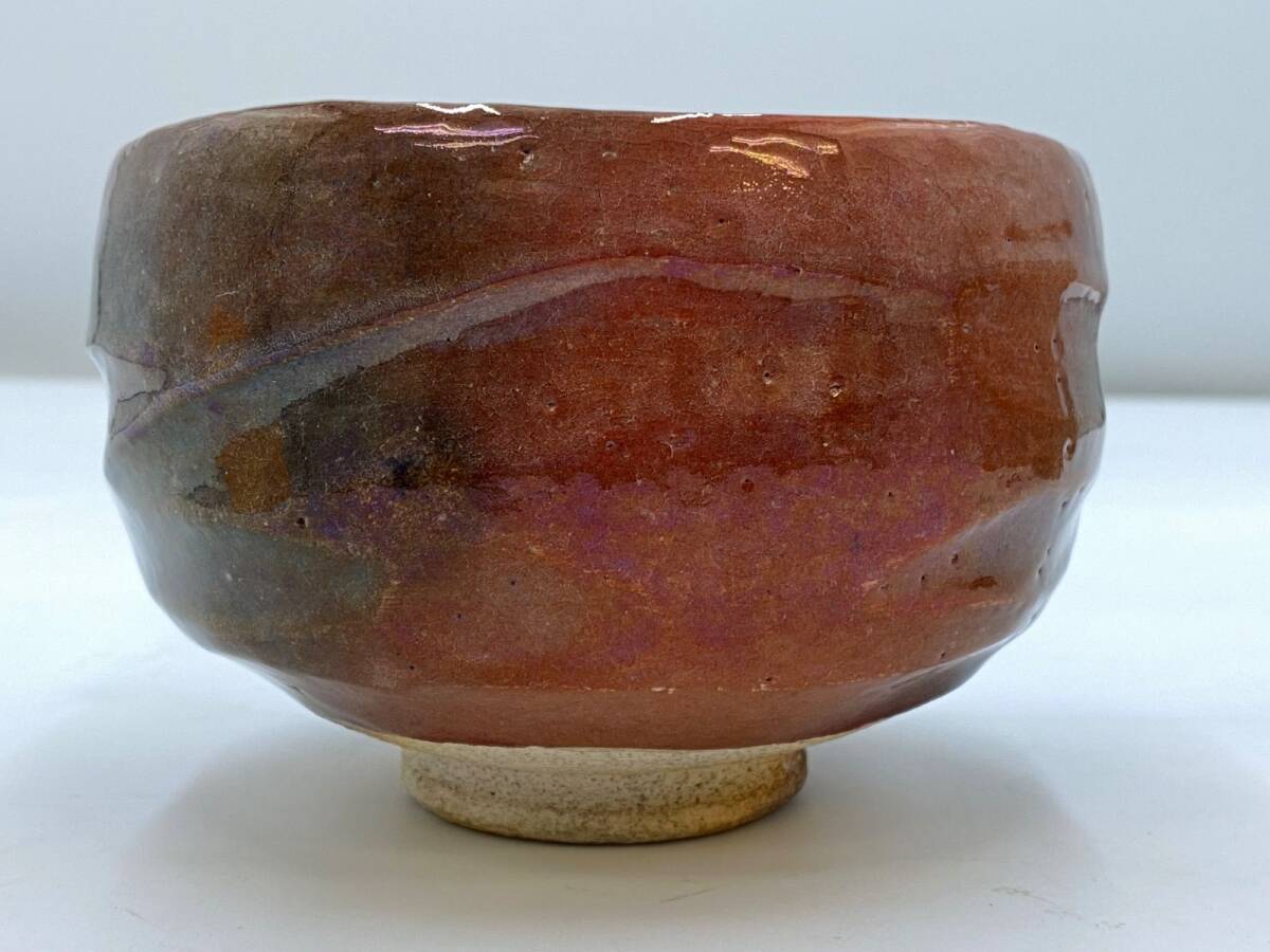 吉向焼 七世 吉向松月造 赤楽茶碗 共箱_画像7