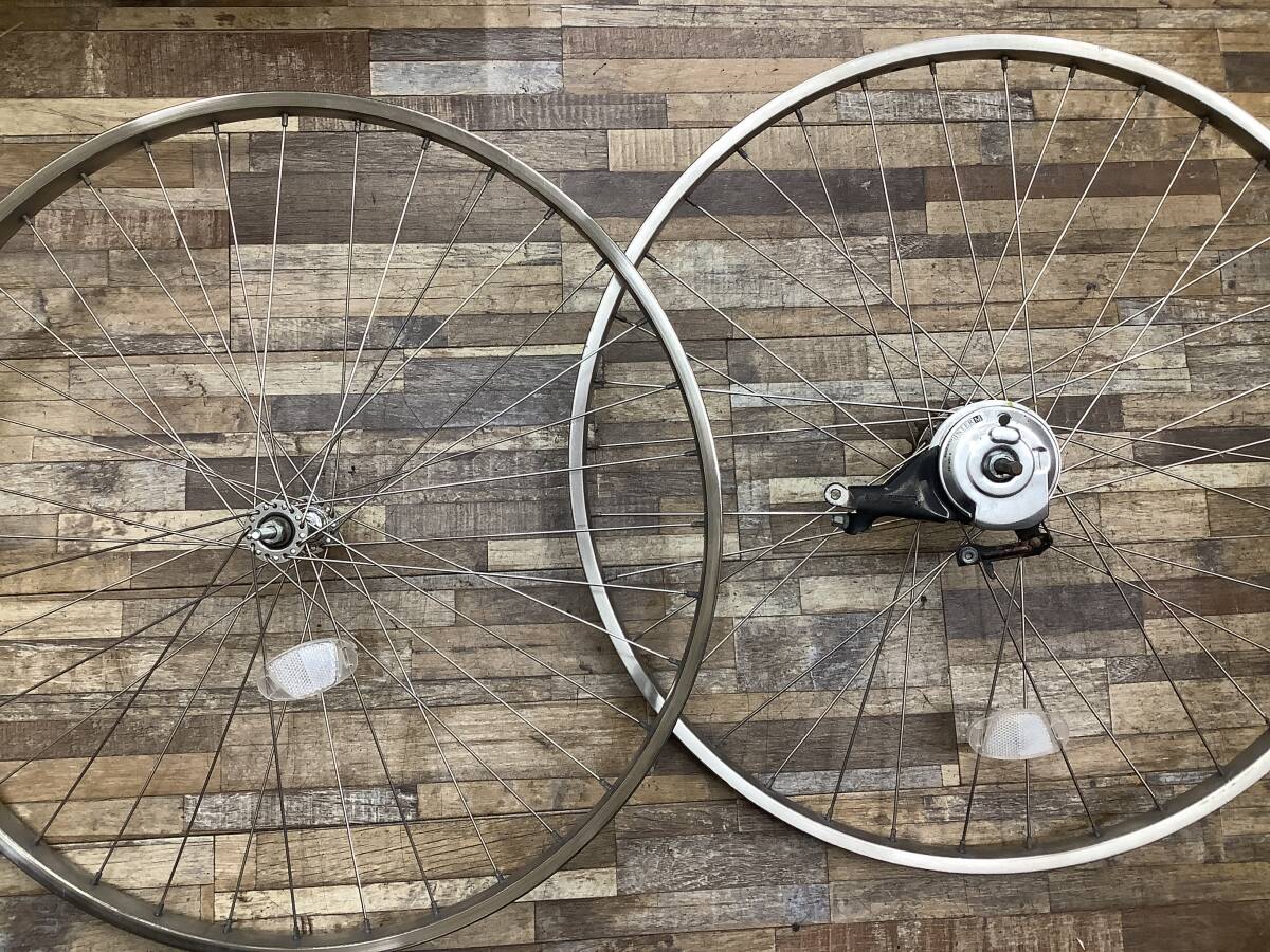 W115 Panasonic ViVi DX パナソニック ビビ・DX(BE-END635K)26インチ 電動アシスト自転車 前後ホイールセット 中古品_画像1