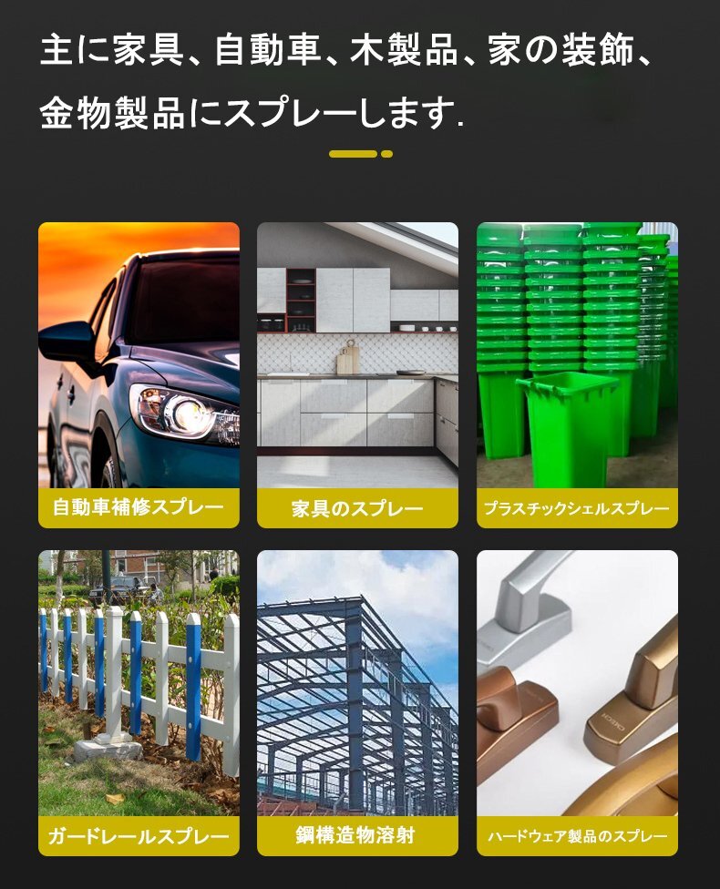 新入荷 プロ用 エアスプレーガン カー塗装 スプレーガン DIY 軽量472g 1.3mmノズル 分解簡単 重力式 各種塗装作業に 自動車補修専用 hw1248_画像9