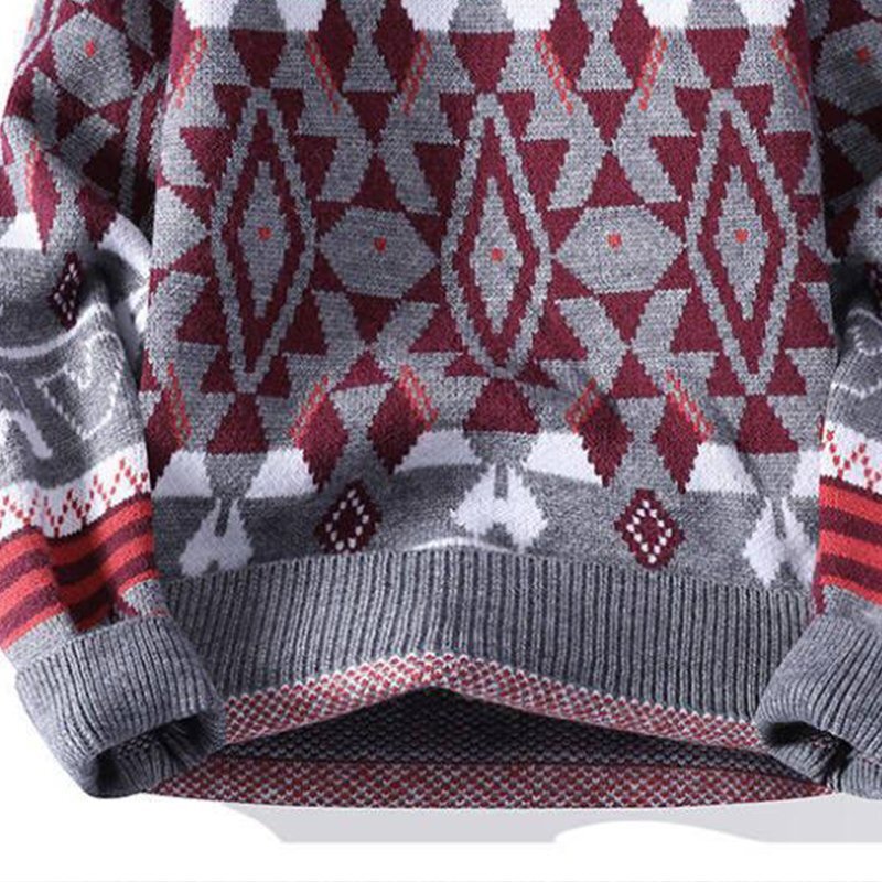 新作 個性◆イタリア製 メンズ ニット セーター 幅広いシルエット 丸首 ウール混紡 提花柄 秋冬 個性 ファッション XL/50 fz125_画像10