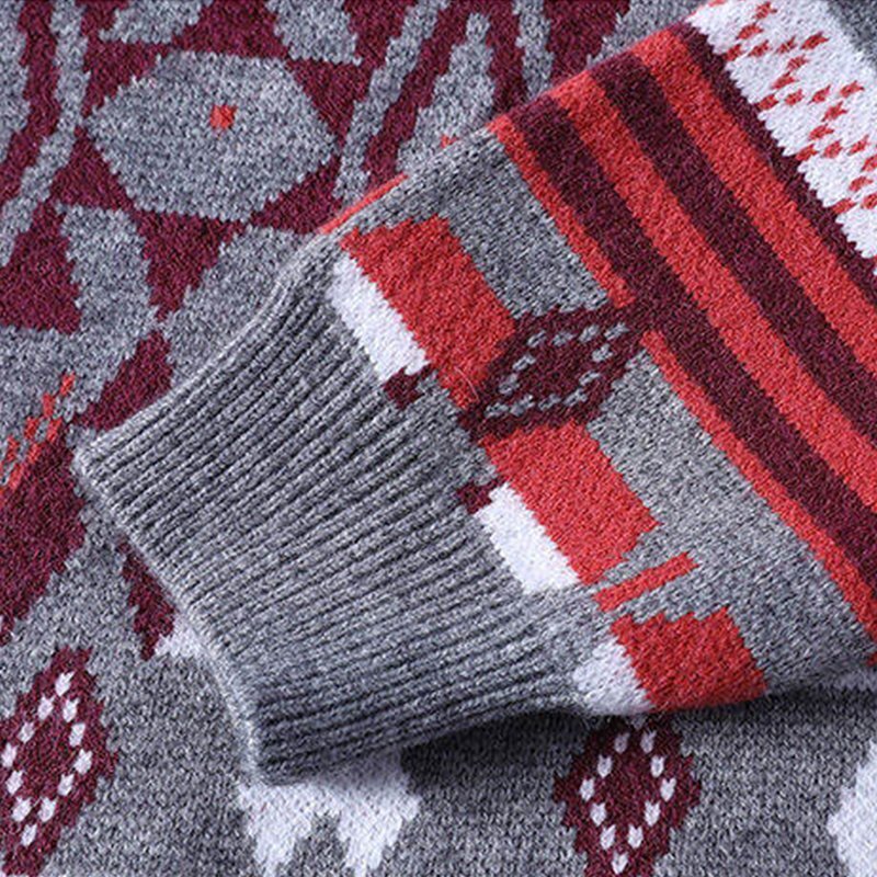 新作 個性◆イタリア製 メンズ ニット セーター 幅広いシルエット 丸首 ウール混紡 提花柄 秋冬 個性 ファッション XL/50 fz125_画像5