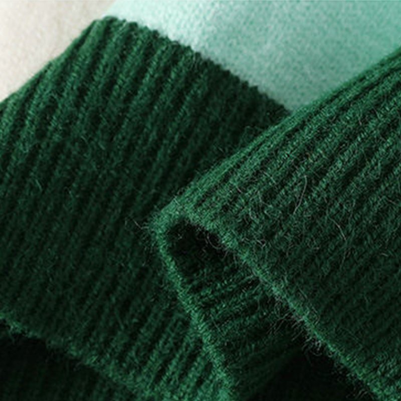 個性◆イタリア製 メンズ ウール混紡 配色 クルーネック ニット セーター リブ裾 防寒 保温 冬用 L/48 fz137_画像6