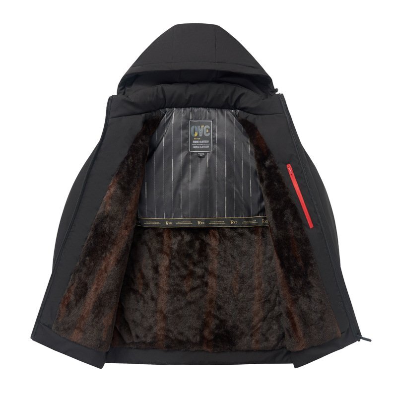 高級◆イタリア製 メンズ 中綿コート ビジネス 防風 保温 フード脱着式 裏起毛 秋冬用 アウター 2XL/52 fz135_画像3