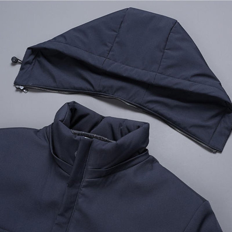 高級◆イタリア製 メンズ 中綿コート ビジネス 防風 保温 フード脱着式 裏起毛 秋冬用 アウター 2XL/52 fz135_画像5