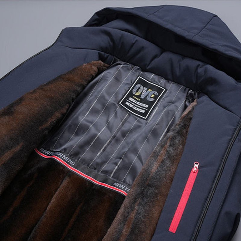 高級◆イタリア製 メンズ 中綿コート ビジネス 防風 保温 フード脱着式 裏起毛 秋冬用 アウター 2XL/52 fz135_画像6